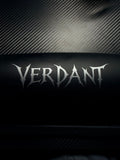 Silver VERDANT vinyl wordmark decal on a black background