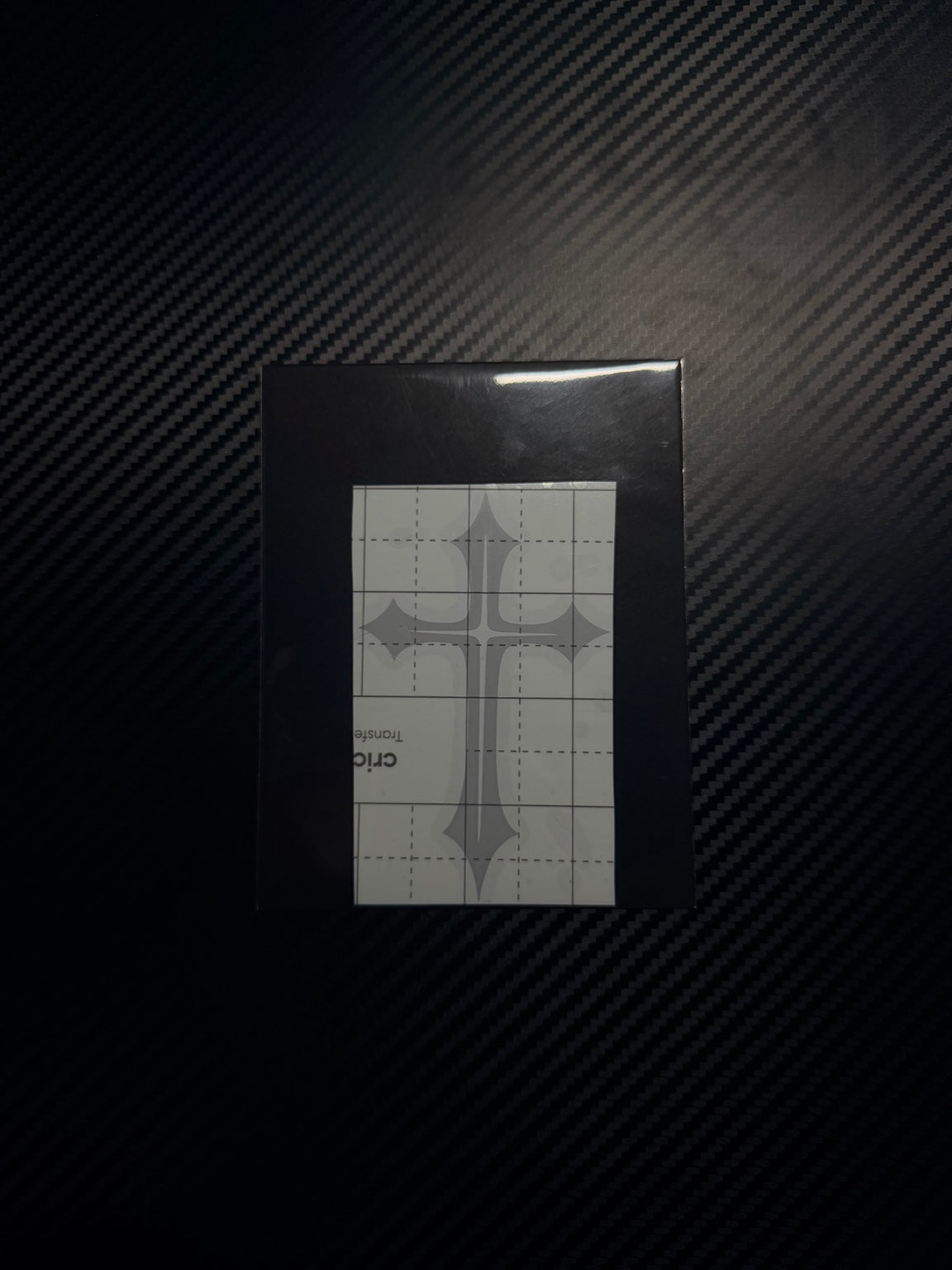 Cross vinyl decal in clear protective packaging
