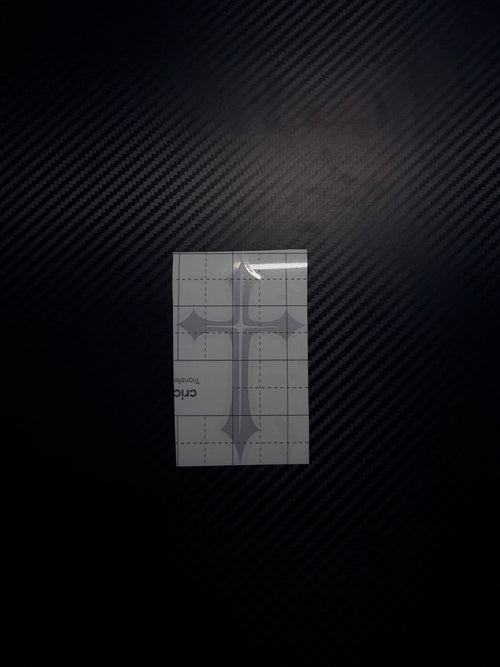 Ash grey cross vinyl decal created for Cars & Christ 2026