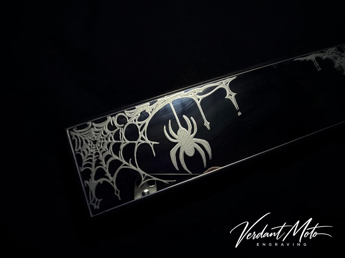 Hand-Engraved Spiderweb Rearview Mirror - 12” Adjustable