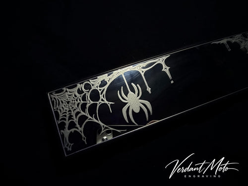 Hand-Engraved Spiderweb Rearview Mirror - 12” Adjustable