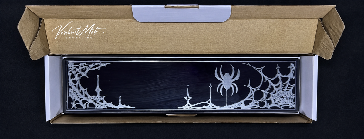 Hand-Engraved Spiderweb Rearview Mirror - 12” Adjustable